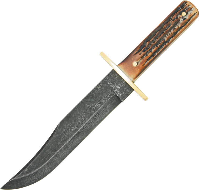 Bear & Son Bowie Damascus Knife with Damascus steel blade and stag bone handle | King of Knives e-store