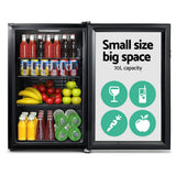 Devanti Bar Fridge Glass Door Mini Fridges Countertop Refrigerator Black 70L