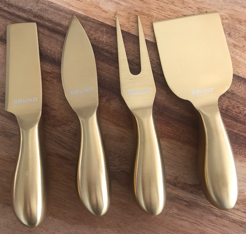 Bruno Barontini 4 Piece Cheese Set Stainless Steel (Gold) | King Of Knives Australia