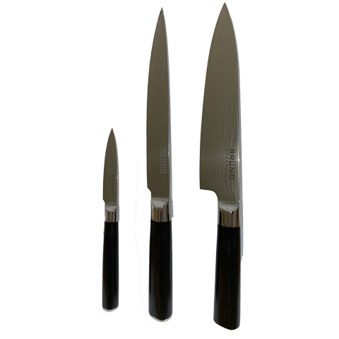 Bruno Barontini Damascus Steel - 3 Piece Set - 8 inch Chefs, 8 inch Slicing Knife, 3 inch Paring | King Of Knives Australia