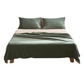 Cosy Club Sheet Set Cotton Sheets Double Green Beige | King Of Knives Australia