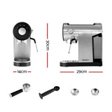 Devanti Coffee Machine Espresso Maker 20 Bar Milk Frother Cappucino Latte Cafe | King of Knives Australia