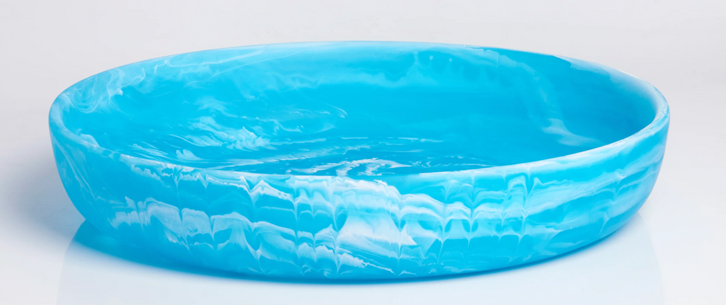 Nashi Signature Round Platter Medium - Aqua Swirl