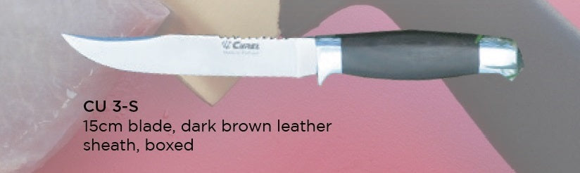 Curel fixed blade 15 cm, dark wood handle, dark brown sheath