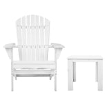 Gardeon 3 Piece Outdoor Adirondack Beach Chair and Table Set - White