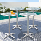 Gardeon 4pcs Outdoor Bar Table Furniture Adjustable Aluminium Cafe Table Round