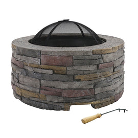 Grillz Fire Pit Outdoor Table Charcoal Fireplace Garden Firepit Heater