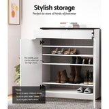 Artiss White Shoe Cabinet – High Gloss Storage Organiser | King of Knives e-store