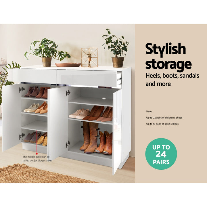 Artiss 120cm Shoe Cabinet Shoes Storage Rack High Gloss Cupboard White Drawers | King of Knives e-store