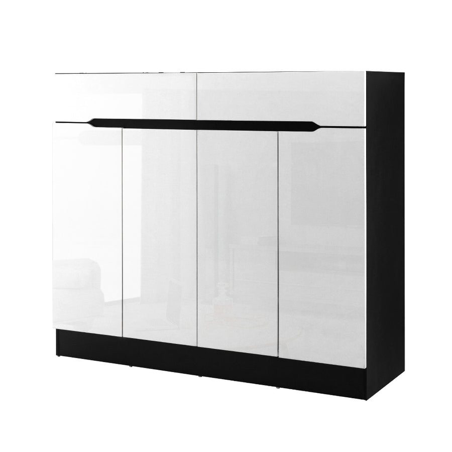 Artiss 120cm Shoe Cabinet – White & Black Storage with Drawers | King of Knives e-store