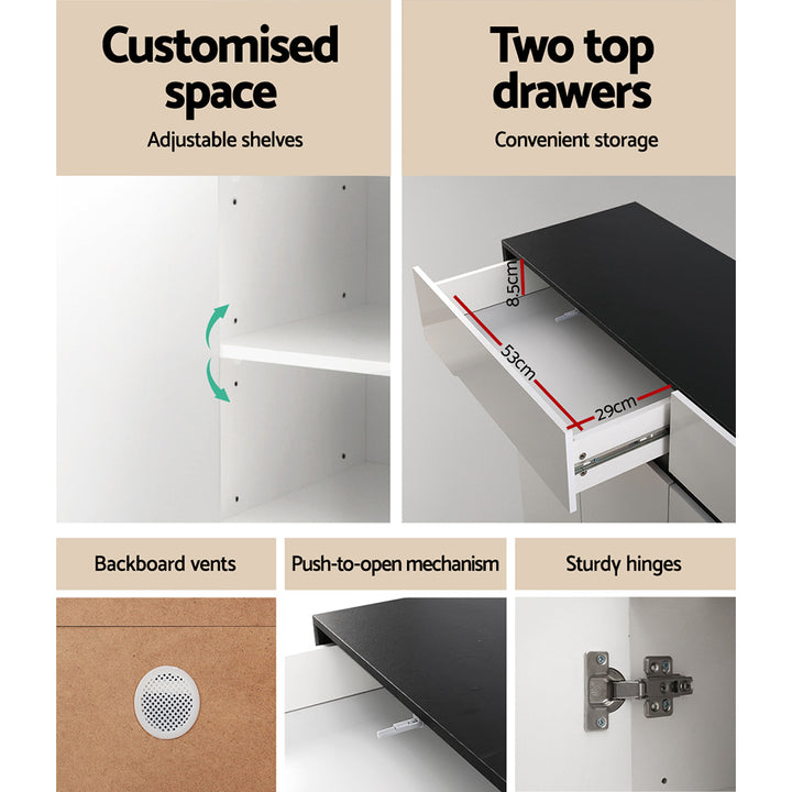 Artiss 120cm Shoe Cabinet – White & Black Storage with Drawers | King of Knives e-store | King of Knives e-store