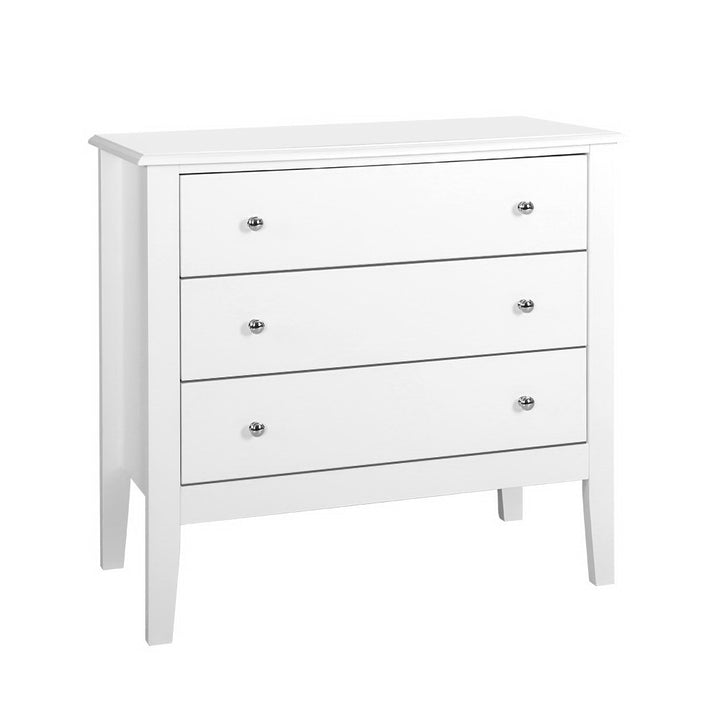 Artiss Brittany 3-Drawer Chest – White MDF Storage Cabinet | King of Knives e-store