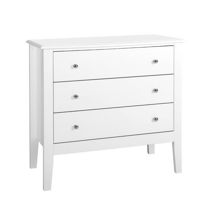 Artiss Brittany 3-Drawer Chest – White MDF Storage Cabinet | King of Knives e-store