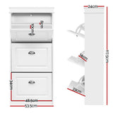 Artiss Shoe Cabinet 18 Pairs 3-tier White Sena