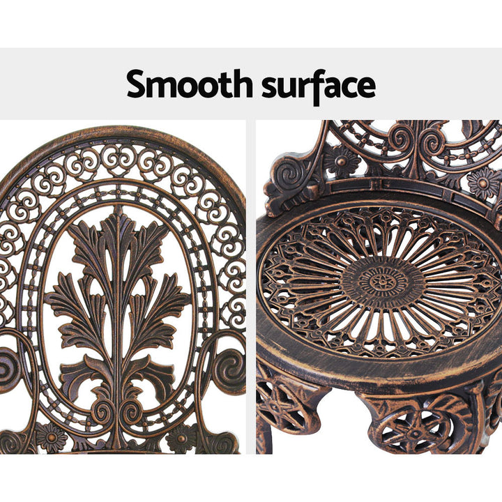 Gardeon 3pc Patio Furniture Outdoor Bistro Set Dining Chairs Aluminium Bronze