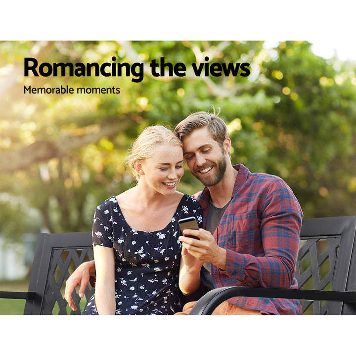 Gardeon Steel Modern Garden Bench - Black