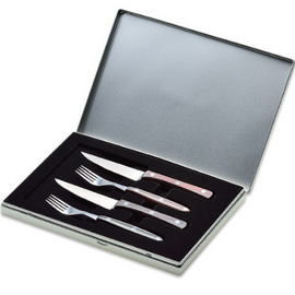 Giesser Steak cutlery, 4 pcs., in aluminium box, palisander