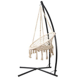 Gardeon Outdoor Hammock Chair with Steel Stand Cotton Swing Hanging 124CM Cream