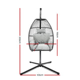 Gardeon Outdoor Egg Swing Chair Wicker Rope Furniture Pod Stand Cushion Grey