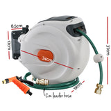 Greenfingers Retractable Hose Reel 20M Garden Water Brass Spray Gun Auto Rewind