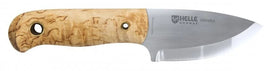 Helle-Mandra 69 mm triple laminated blade, curly birch & vulcan fibre handle