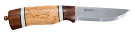 Helle-Trofe Triple laminated s/s with Dark oak,leather,staghorn & curly birch handle