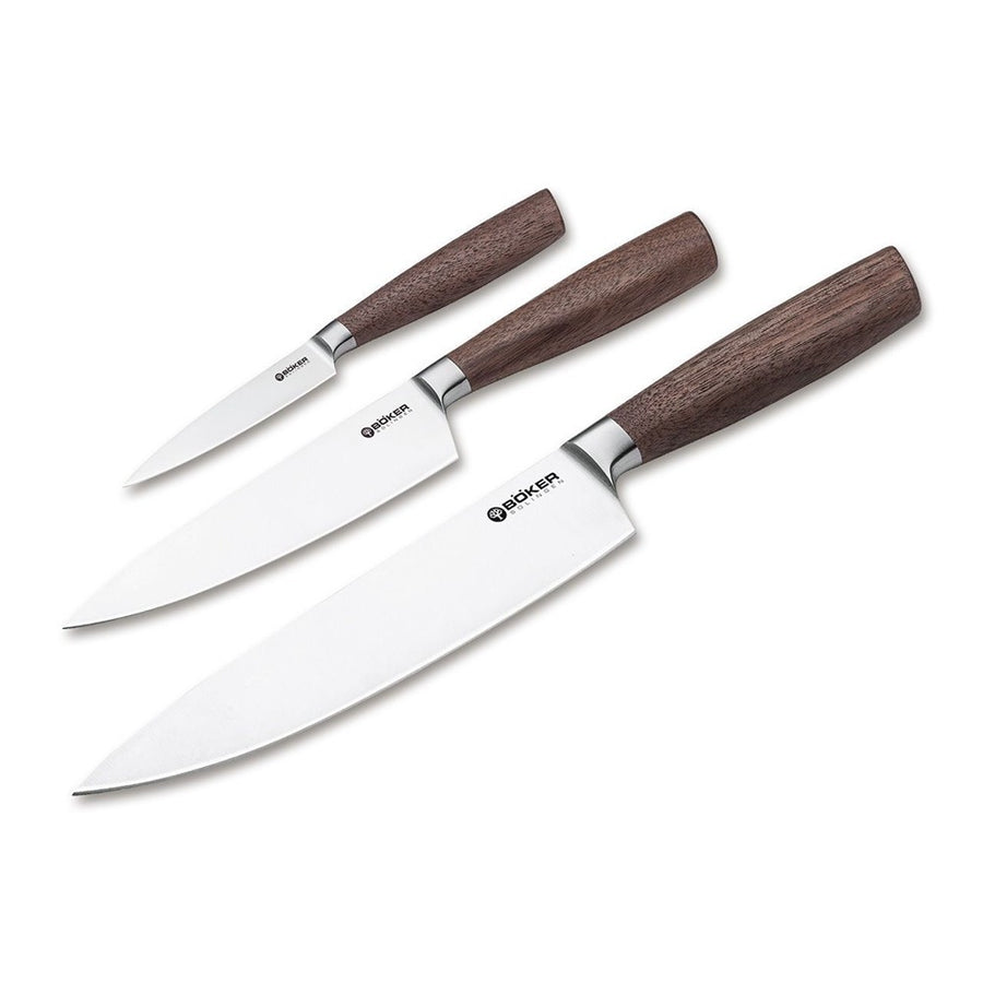 BOKER Core 3 Piece Knife Set With Tea Towel, Walnut BO130791SET