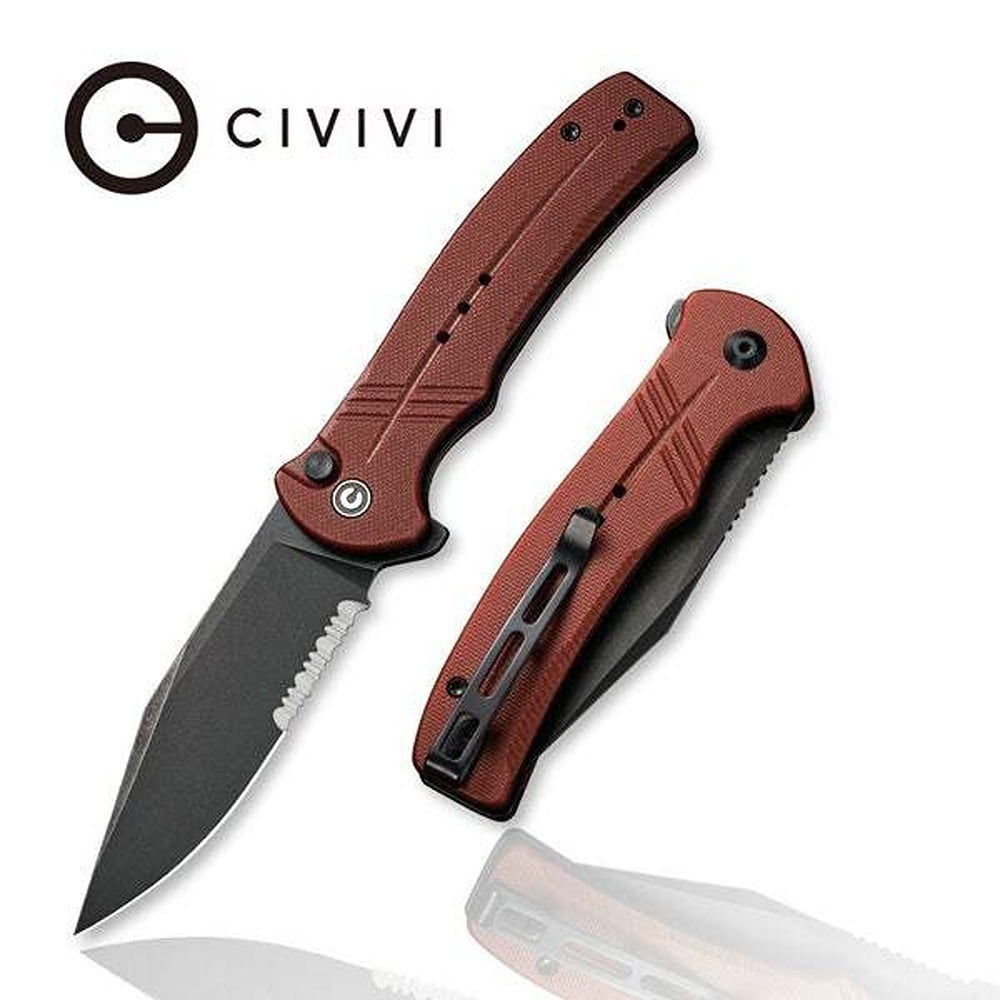 CIVIVI C20038E-2  COGENT Folding Knife, Button Lock Flipper, Part Serrated