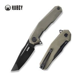 KUBEY KB237C CARVE Tactical Folding Knife, Coated D2, Tan G10
