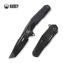 KUBEY KB237D CARVE Tactical Folding Knife, Coated D2, Black G10