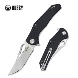 KUBEY KU149A Liner Lock Folding Knife, Bead Blasted D2, Black G10