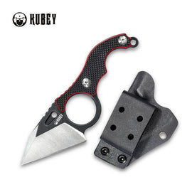 KUBEY KU166A HIPPOCAM Fixed Blade Knife, Satin D2, Black G10