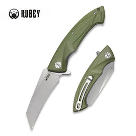 KUBEY KU212B ANTEATER Folding Knife, Sandblasted D2, OD Green G10