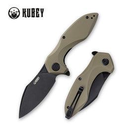 KUBEY KU236I NOBLE Folding Knife, Dark Stonewashed D2, Tan G10