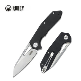 KUBEY KU291A NEW VAGRANT Folding Knife, Sandblasted AUS-10, Black G10