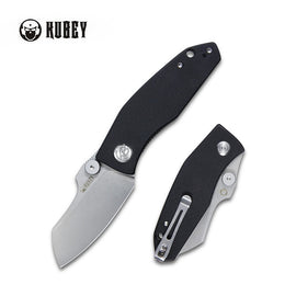 KUBEY KU337A MONSTERDOG Folding Knife, Bead Blasted 14C28N, Black G10