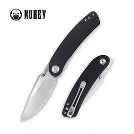 KUBEY KU344A MOMENTUM Folding Knife, Bead Blasted D2, Black G10