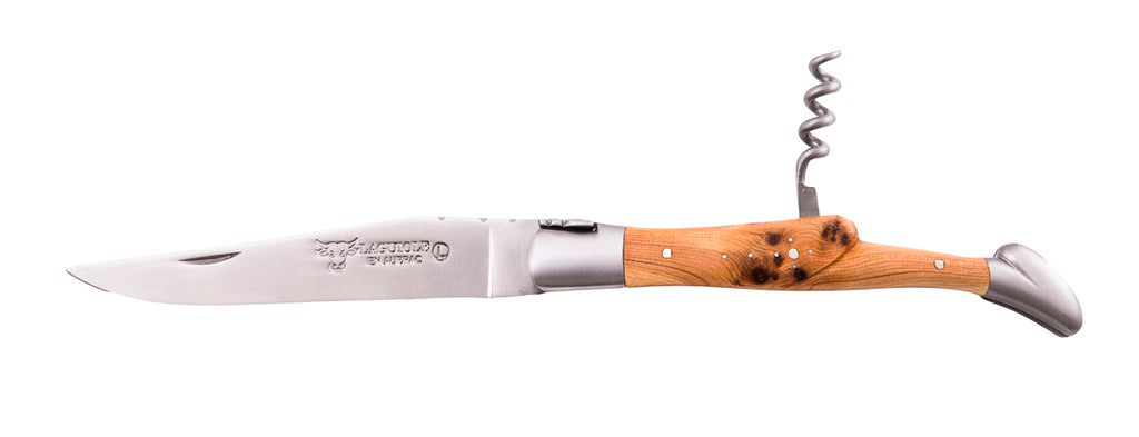 Laguiole En Aubrac Folding Knife with Corkscrew (12cm) - Juniper Wood
