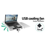 Artiss Laptop Table Desk Adjustable Stand With Fan - White