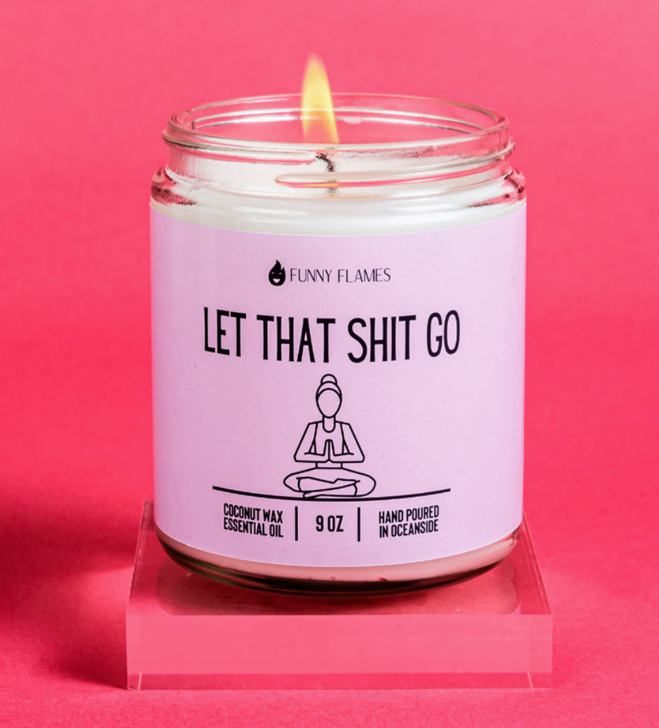 Funny Flames Let That Shit Go Candle Pink Candle | Novelty Candle | Candle & Diffusers King of Knives Australia