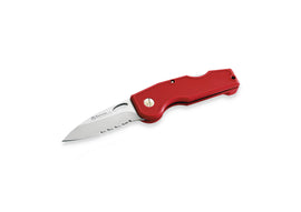 Maserin pocket knife 70mm part serration blade, red handle