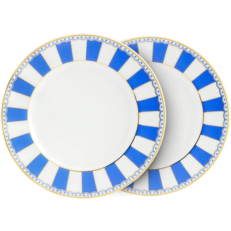Noritake Carnivale Cake Plate Set Dark Blue