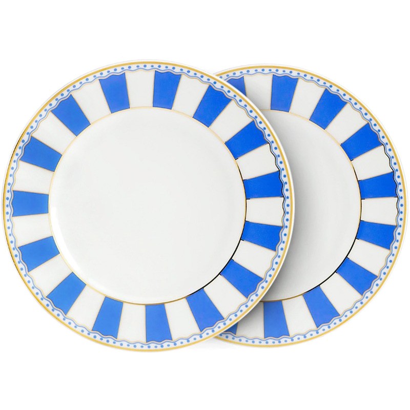 Noritake Carnivale Cake Plate Set-Dark Blue