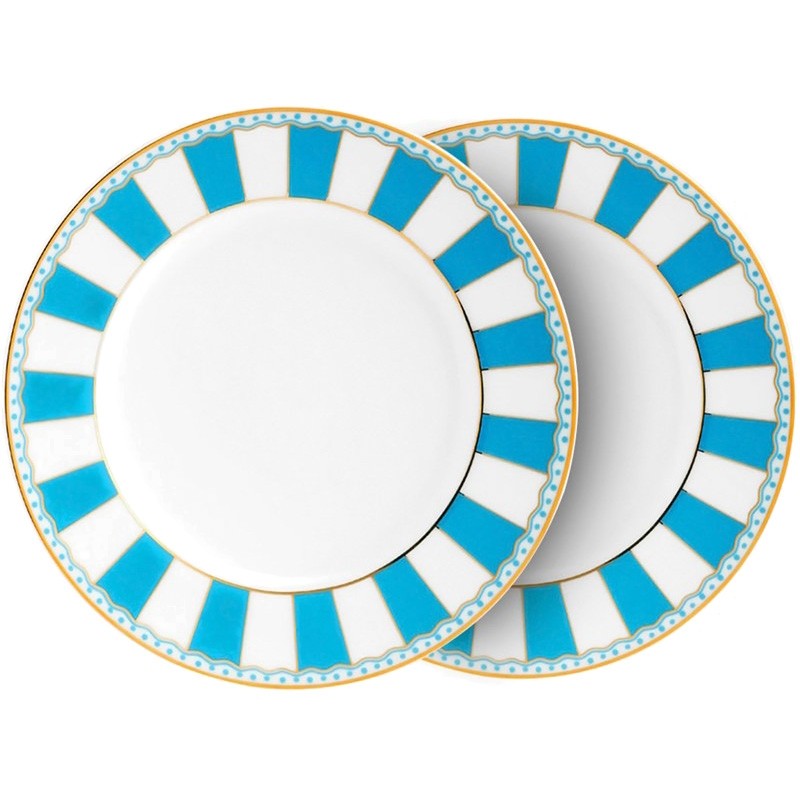 Noritake Carnivale Cake Plate Set-Light Blue