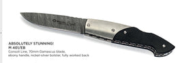 Maserin Consoli Line folding knife, 70mm damascus blade, ebony handle