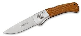 Maserin Hunting Line 90mm blade, olive wood handle - engraved stag