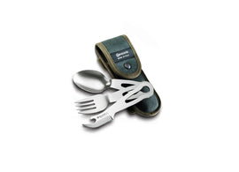 Maserin picnic set -s/s 50mm fork, spoon and serrated knife in nylon belt pouch