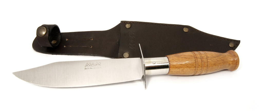 MAM 135mm Light Hunting knife with wooden handle and leather case