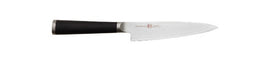 Miyako Shikisai Utility Knife with 130mm Damascus blade and laminated wood handle | King of Knives e-Store