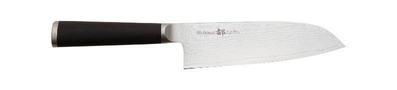 Miyako Shikisai Japanese Santoku knife traditional damascus blade 165mm